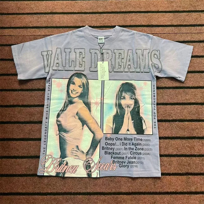 Purple Vintage VALLEY T-Shirts Men Women Vale Ladies Portrait Print Short Sleeves